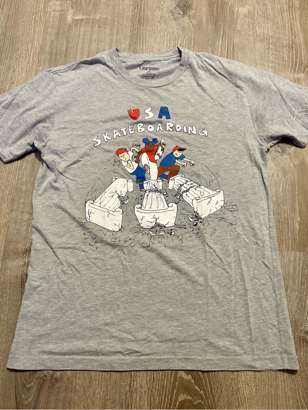 USA Skateboarding Graphic Short Sleeve Tee - Gray